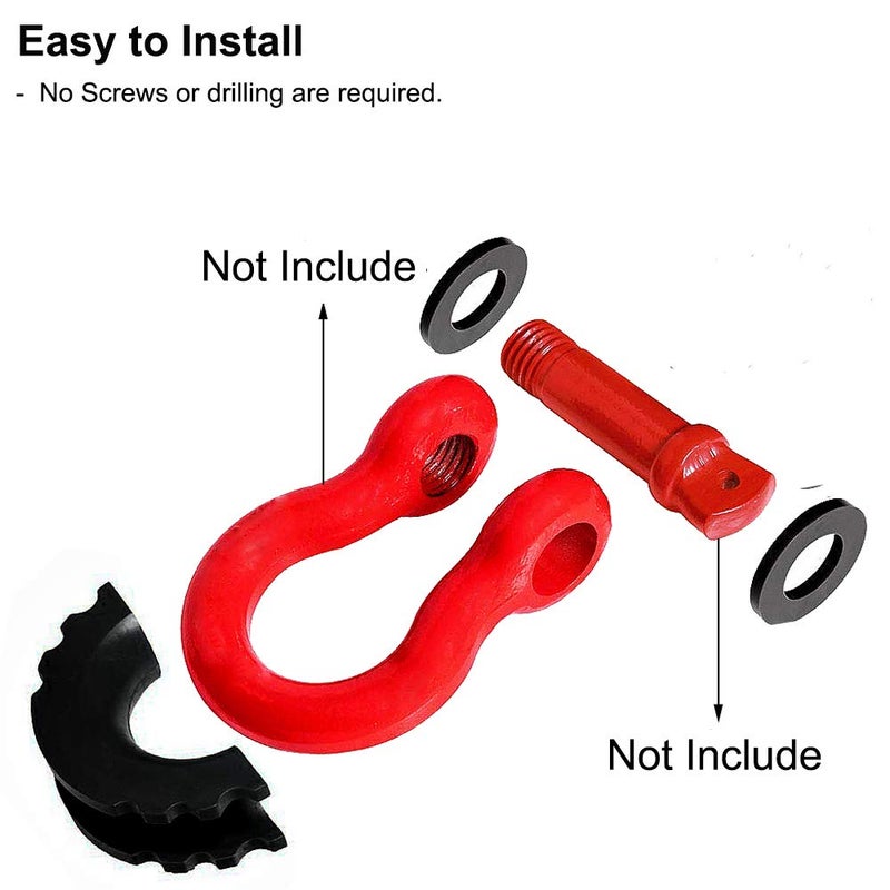 MuHize Black D-Ring Isolator Kit for 3/4" Shackles - 2 Heavy Duty Covers & 4 Washers Insulators, Anti-Rattle Design for Off-Road, Jeep, Truck Accessories - Image 5